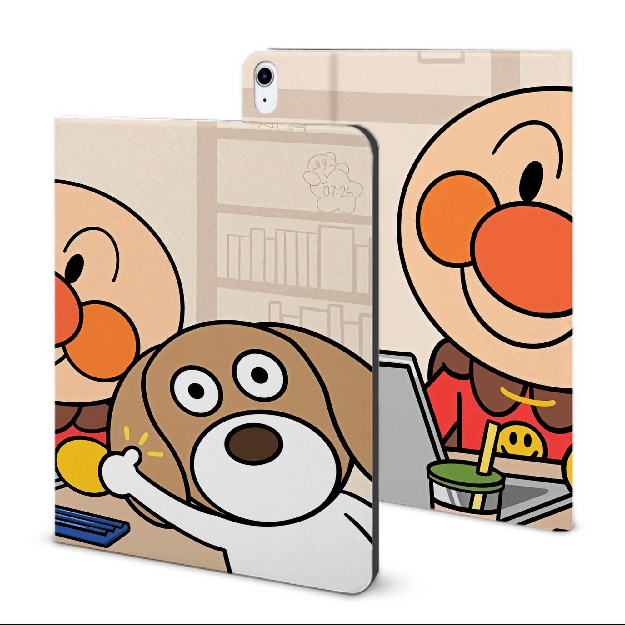 （画像用） アンパンマン Anpanman IPad ケース ブック型 PUレザー TPU 耐衝撃 軽量 薄型 ペン収納なし 全面保護 IPad 各モデル対応